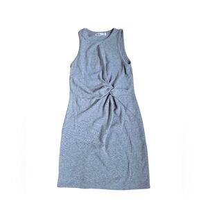 Elodie Gray Waffle Weave Sleeveless Dress With Faux Wrap Detail Size M EUC